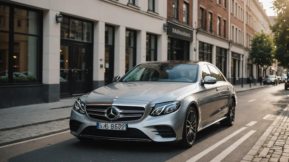 Close-up view of a Mercedes E-Class showcasing its refined design