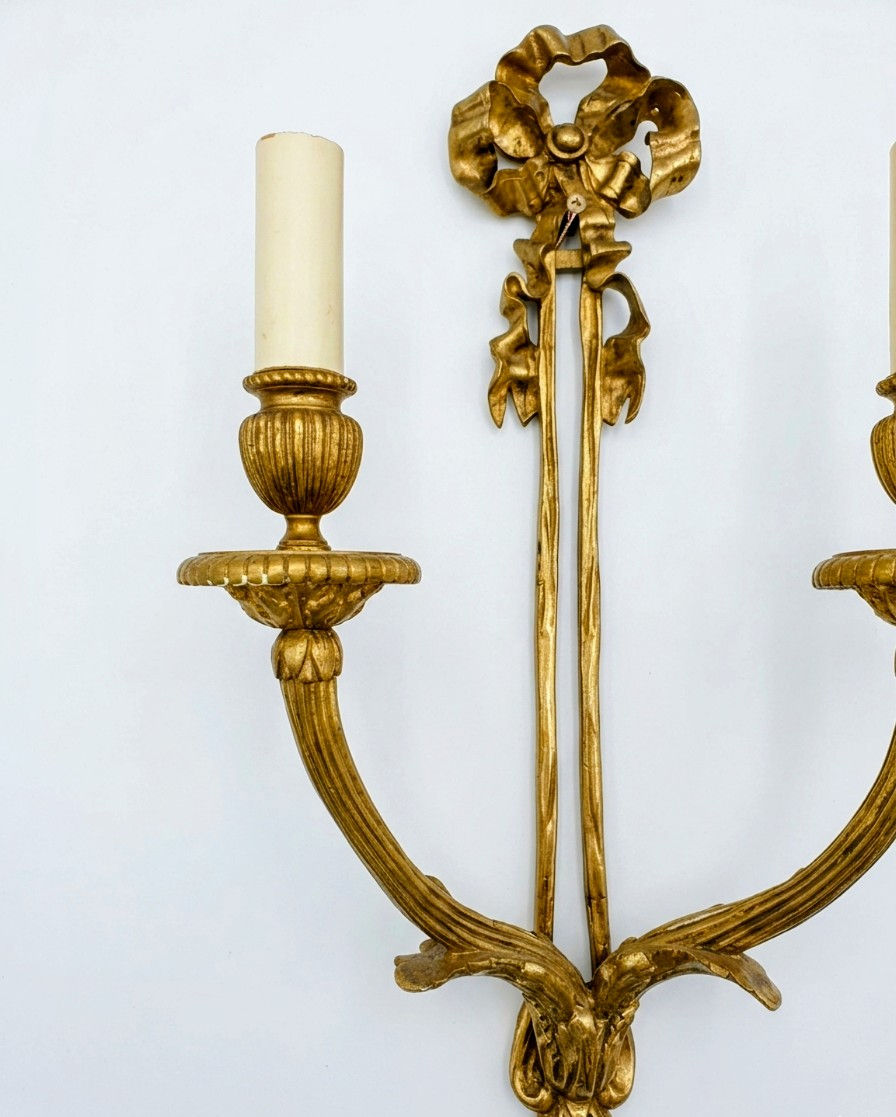 Thumbnail: Pair of brass wall lights