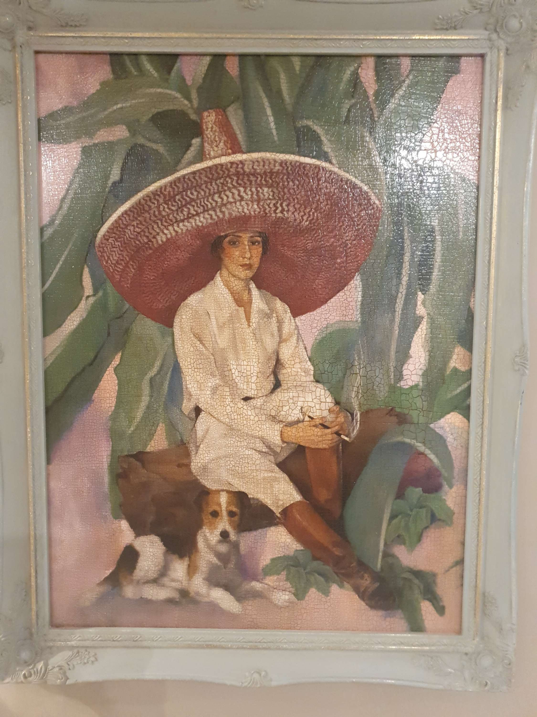 Brigitte Deakin 'Lady with Sombrero and dog'