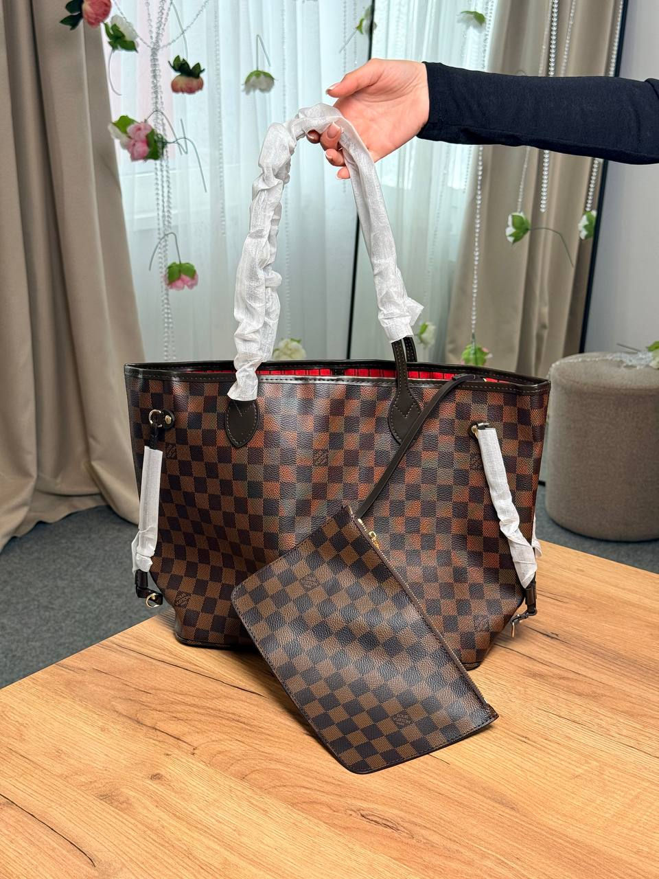Miniatura: Louis Vuitton Neverfull MM Damier Ebene with Pochette