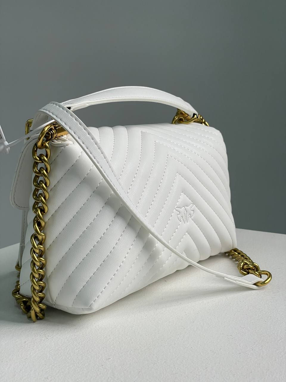 Miniatura: Pinko Mini Classic Lady Love Bag Puff Chevron White Gold