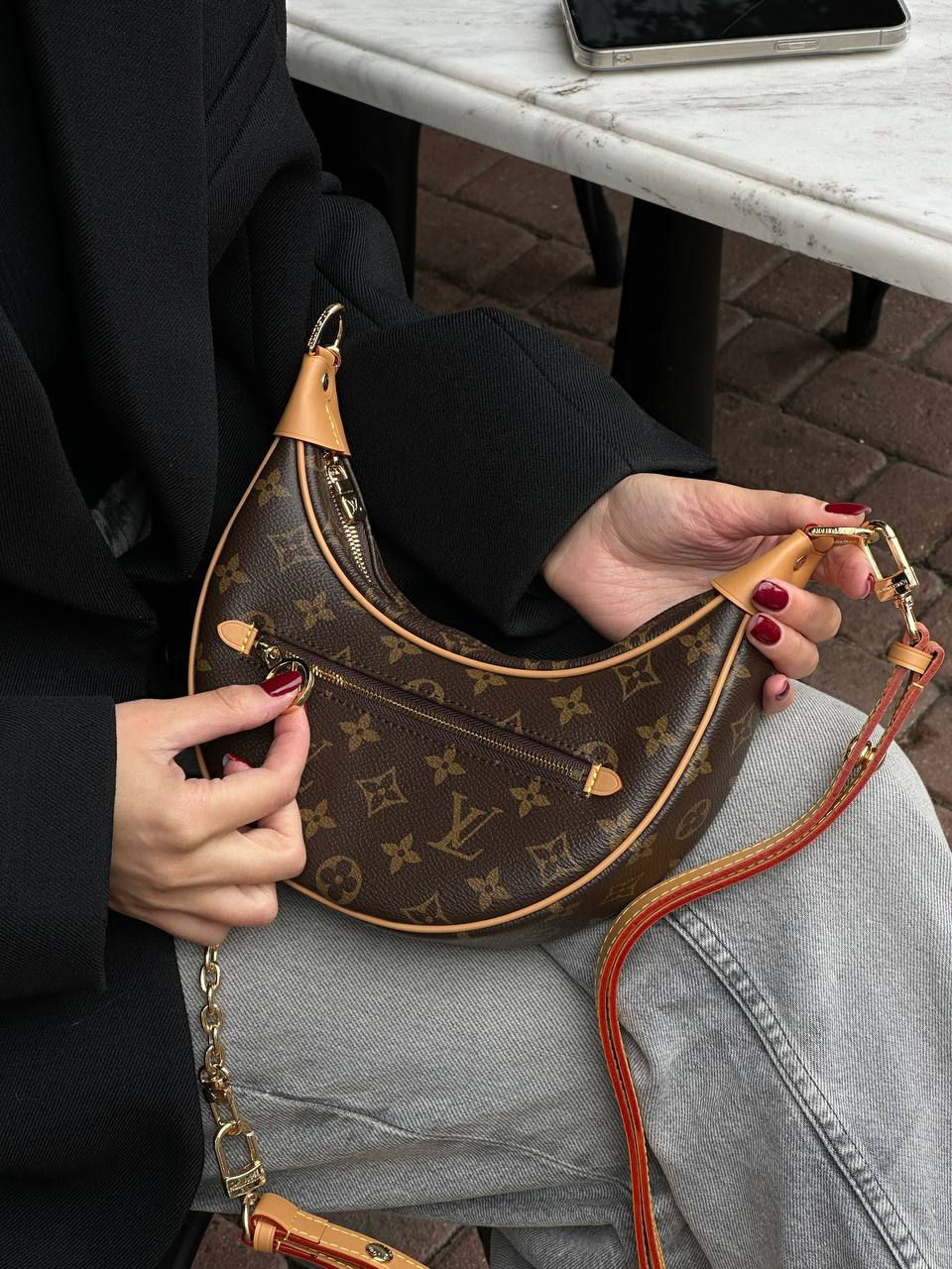 Miniatura: Louis Vuitton Loop Handbag Monogram Brown in Coated Canvas
