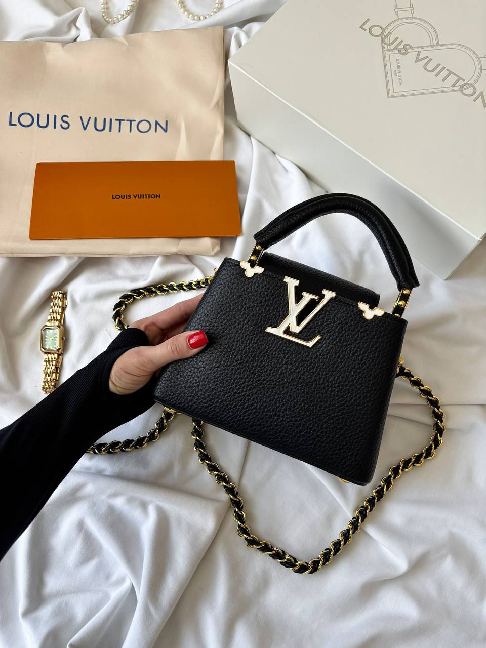 Miniatura: Louis Vuitton Capucines Mini Black With Gold