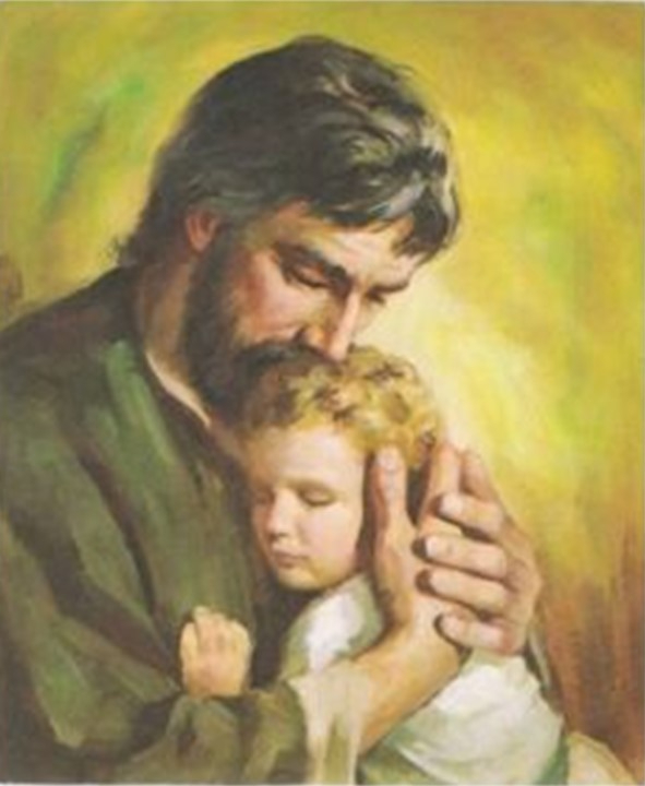 Saint Joseph holding Baby Jesus in his arms