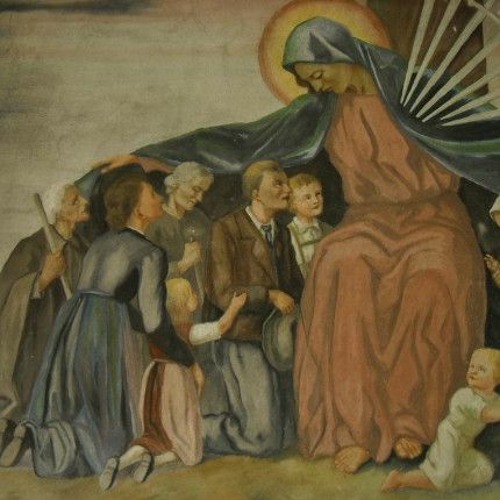 Mary's Mantel gathering her children in her heart as a protection in her motherly love.
