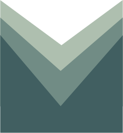 a simple logo with an implied "M" in three color gradients 