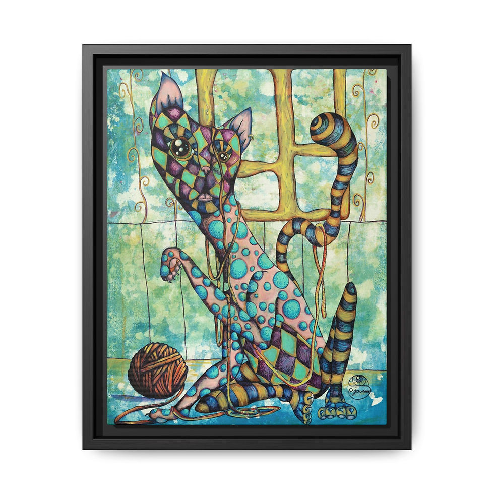 Thumbnail: Funky Cat - Framed Matte Canvas art
