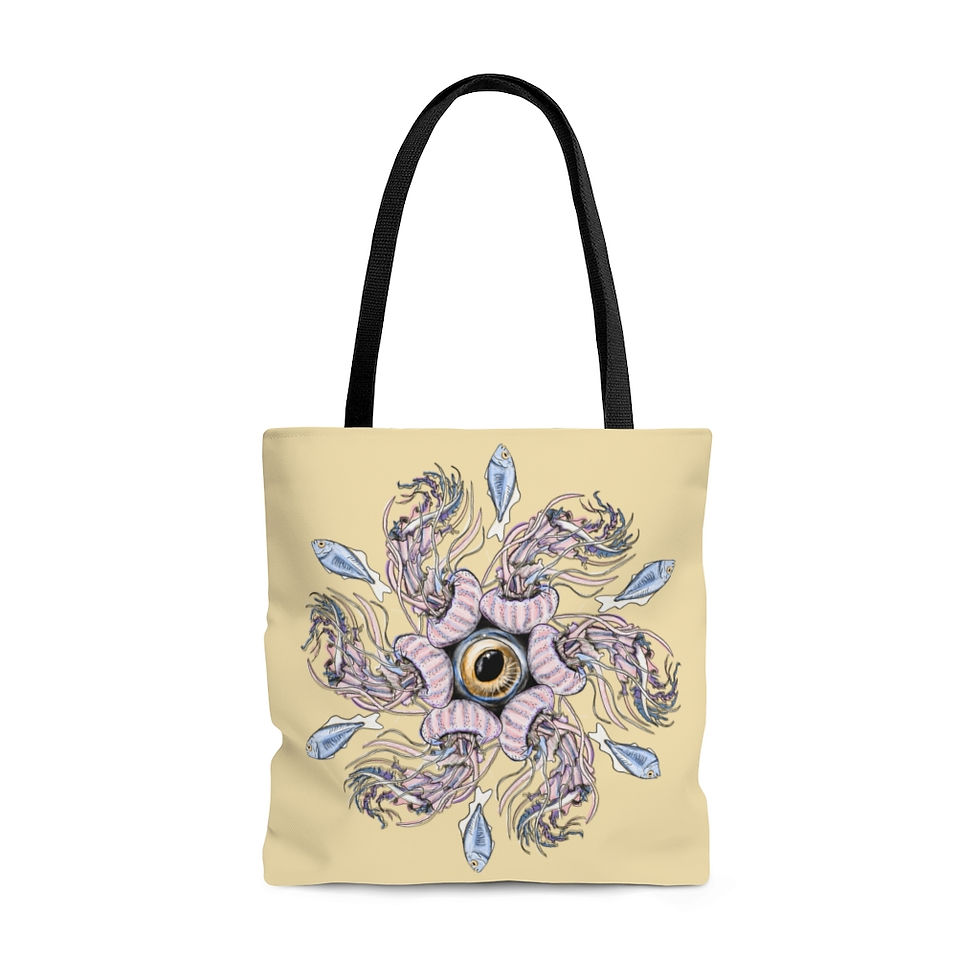 Thumbnail: AOP Tote Bag- Jellyfish Mandala: Banana Mania