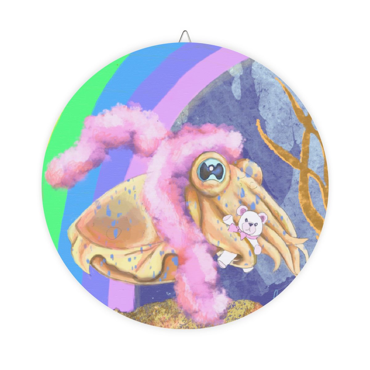 Wood print “cuddle-fish”