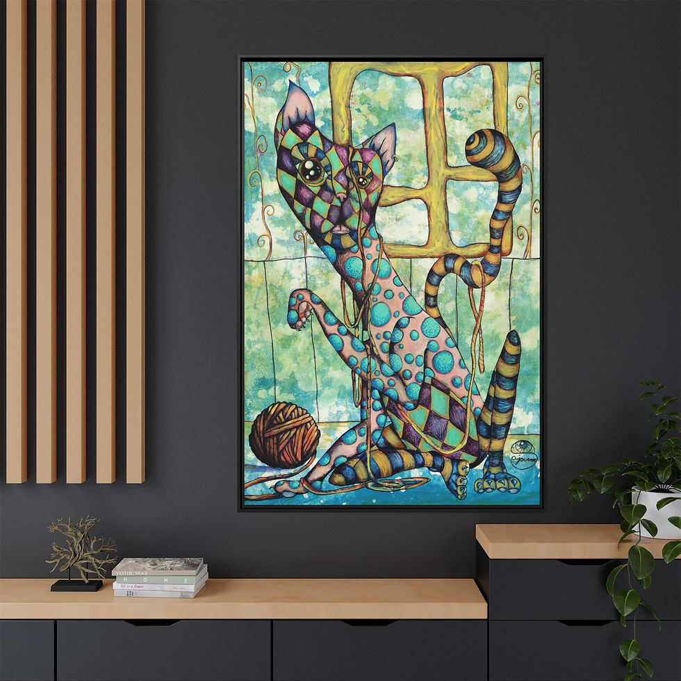 Thumbnail: Funky Cat - Framed Matte Canvas art
