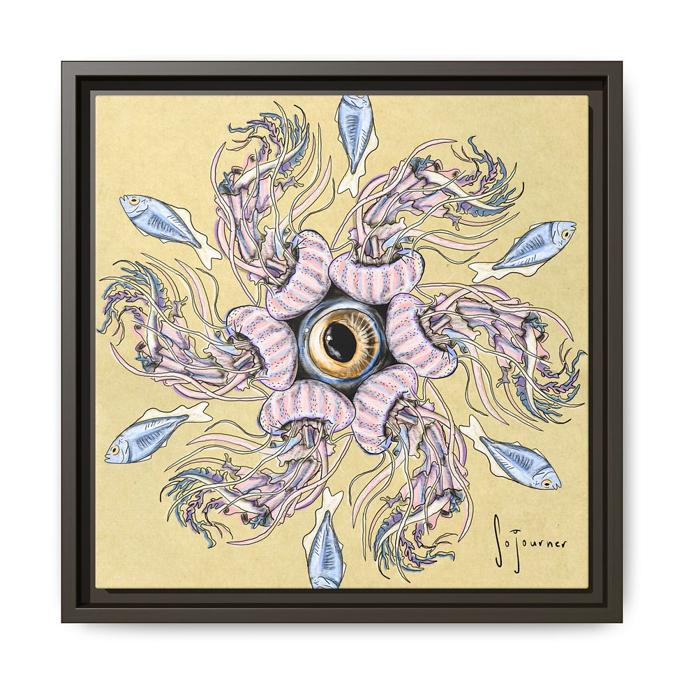 Thumbnail: Jelly Eye Framed Canvas — Nautical Mandala Wall Art