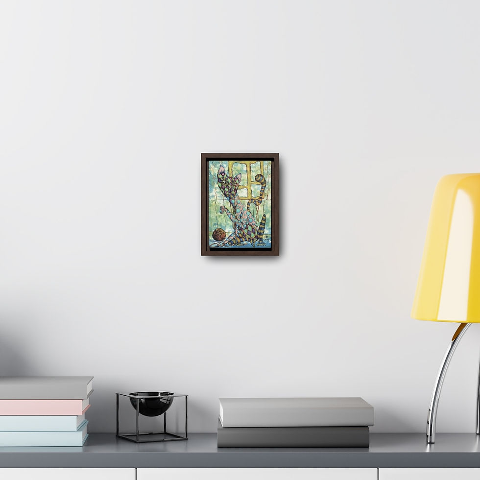 Thumbnail: Vertical Framed Premium Gallery Wrap Canvas- Funky Cat