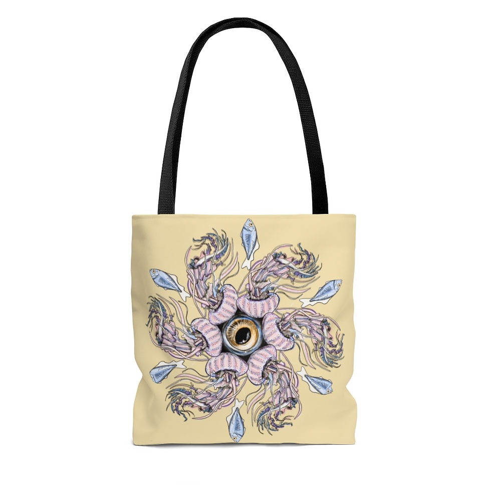 Thumbnail: AOP Tote Bag- Jellyfish Mandala: Banana Mania