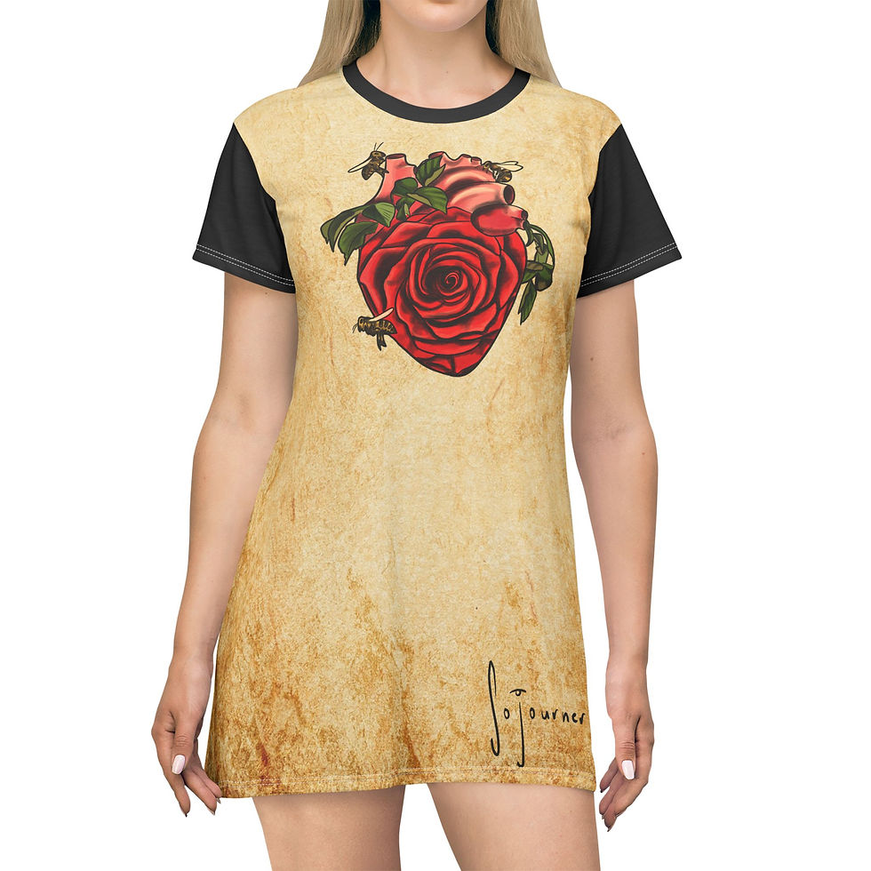 Thumbnail: Love pollinator T-Shirt Dress (AOP)