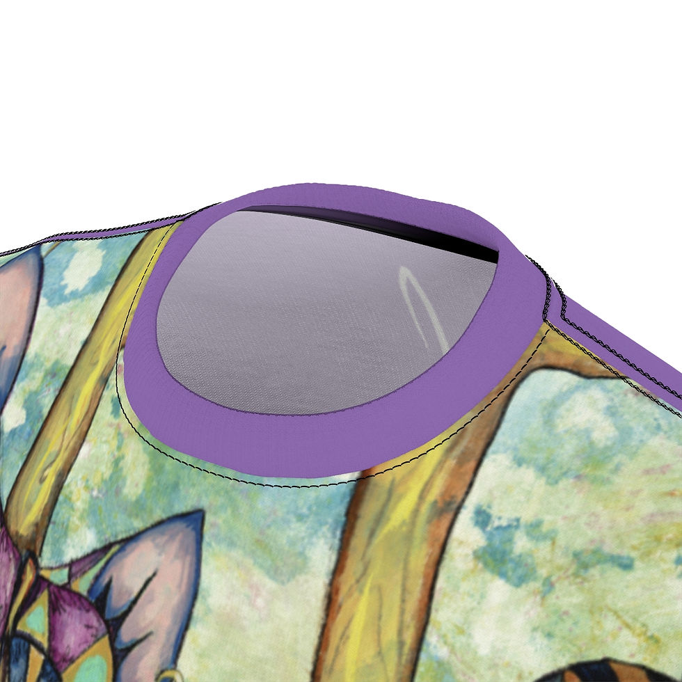 Thumbnail: Light purple Funky cat Unisex Cut & Sew Tee (AOP)