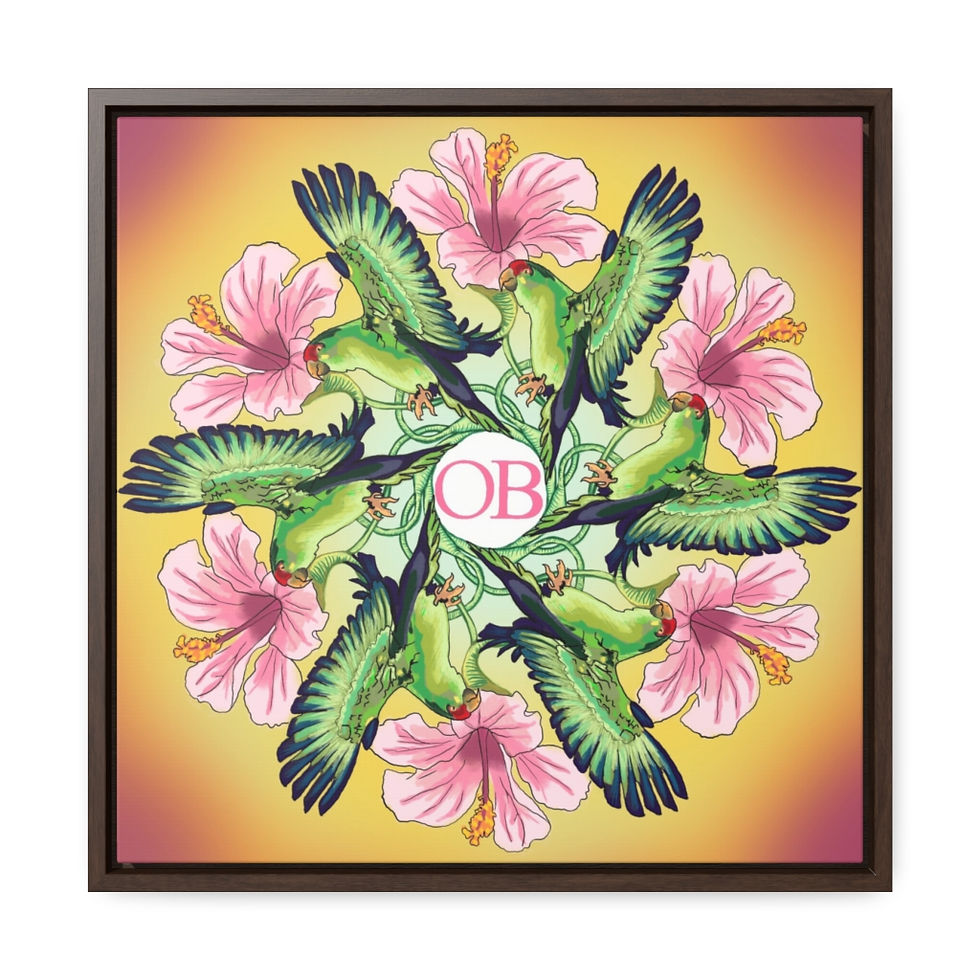 Thumbnail: Square Framed Premium Gallery Wrap Canvas- OB Parrot 