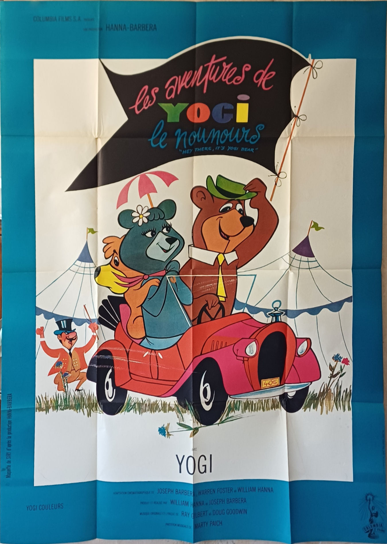 LES AVENTURES DE YOGI LE NOUNOURS - Affiche de cinéma - 120x160cm. - 1964