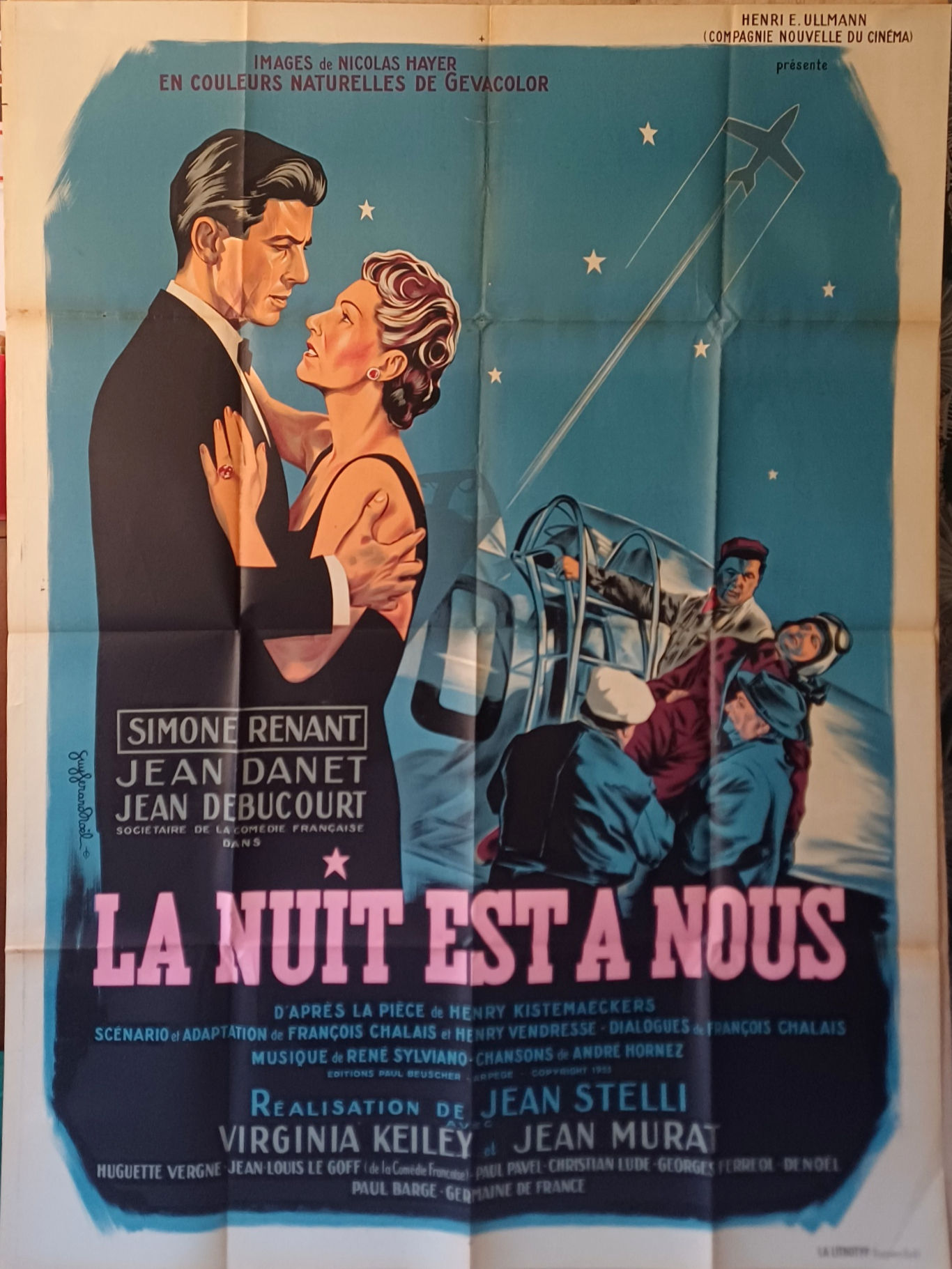 LA NUIT EST A NOUS - Affiche de cinéma - 120x160cm - 1953