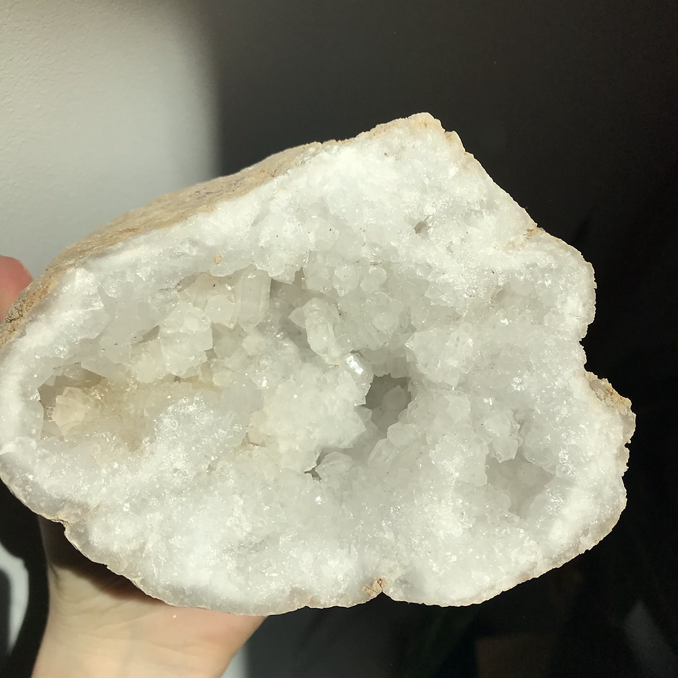 Thumbnail: Large White Quartz Geode with some Large Points