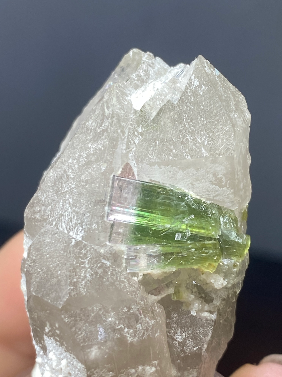 Thumbnail: Terminated Gemmy Tourmaline on Smoky Quartz from Paprock