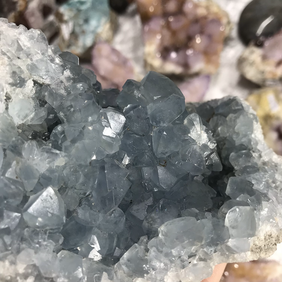 Thumbnail: Large Celestite Cluster with a deep blue colour