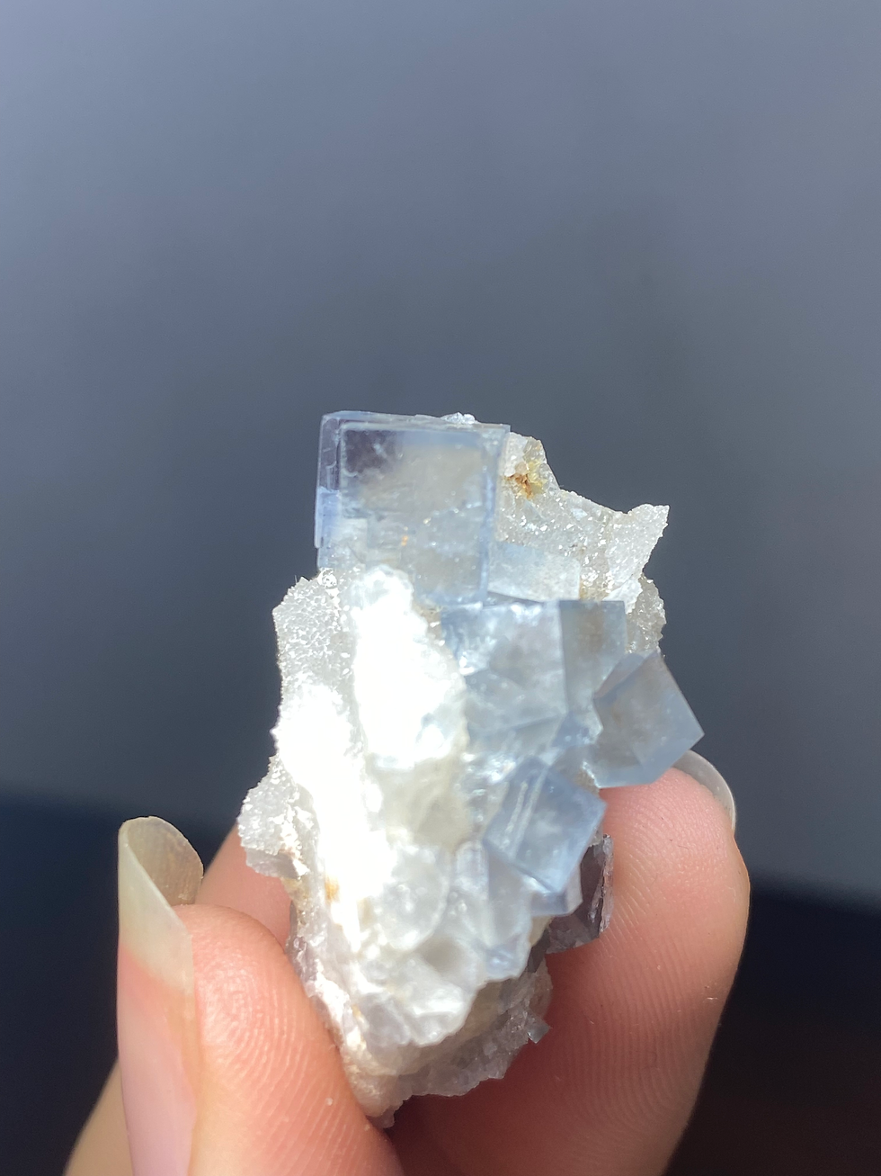 Thumbnail: Fluorite with quartz from Marsanges Mine France