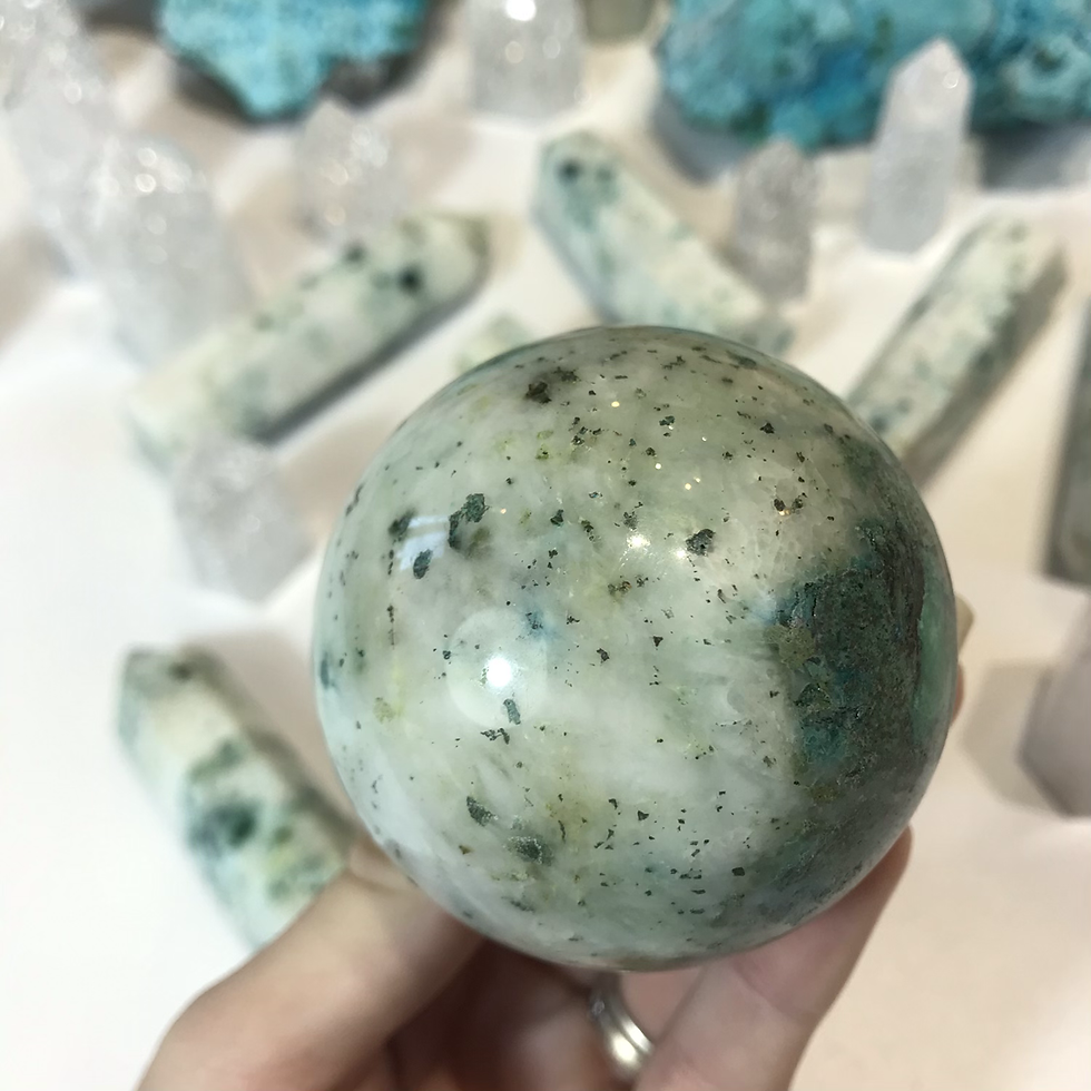 Thumbnail: Chrysocolla and Malachite in Quartz Sphere 
