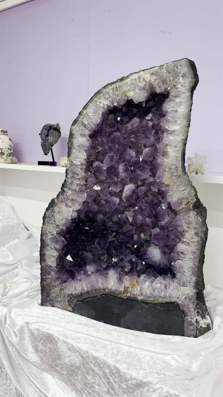 Thumbnail: extra large amethyst brazilian amethyst geode church cathedral dark purple high quality
