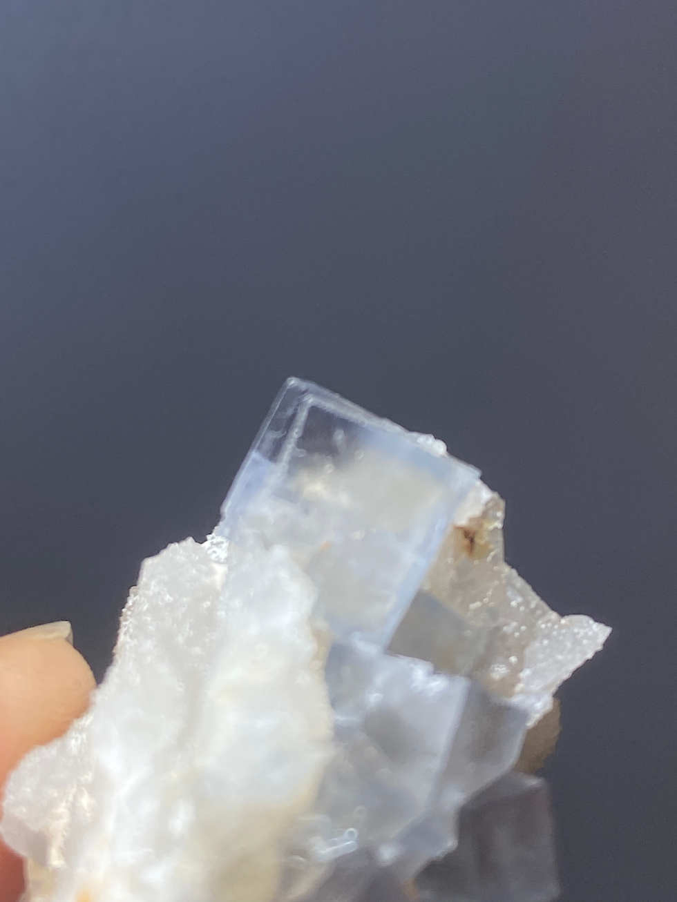 Thumbnail: Fluorite with quartz from Marsanges Mine France