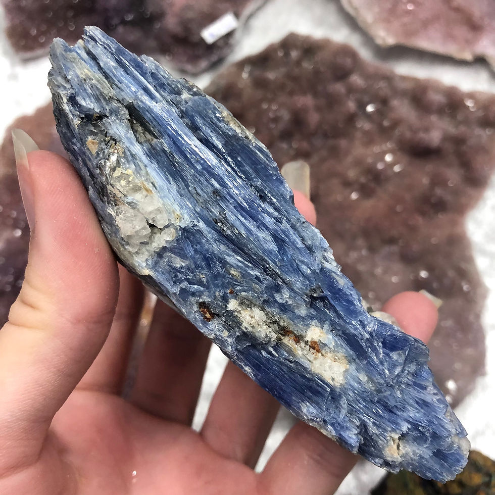 Thumbnail: Long Blue Kyanite with mica from Brazil