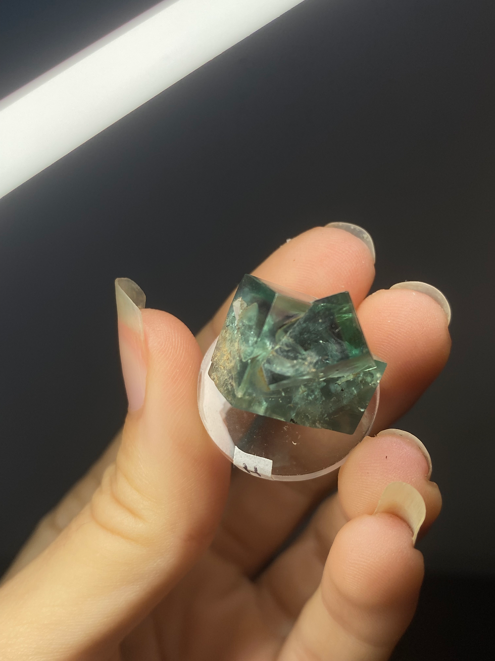 Thumbnail: Excellent Zoning Fluorite twin cube from Heights Mine UK