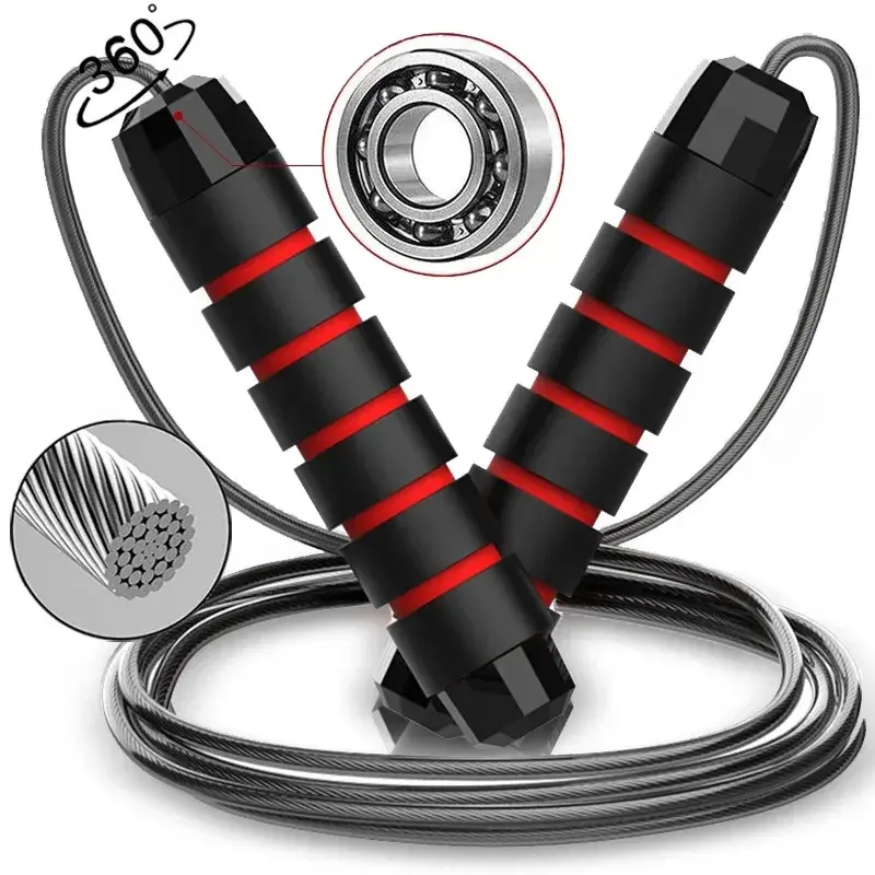 With Ball Bearings Adjustable Tangle-Free Speed Wire Jump Rope Workout with Foam