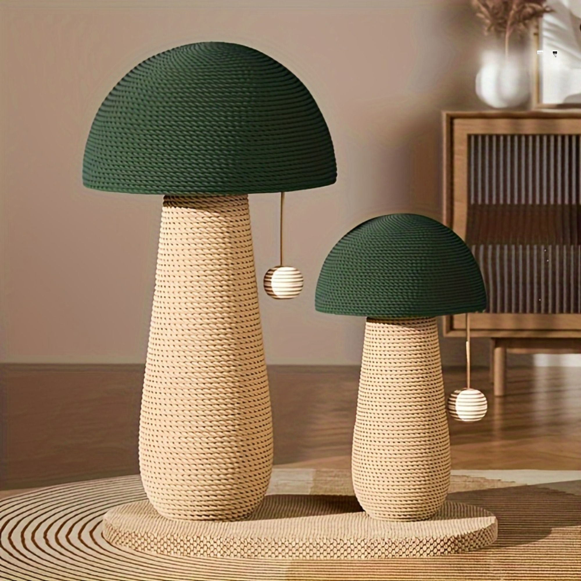 Mushroom Shape Cat Scratching Post with Hanging Ball, Sisal Rope Cat Scratcher T