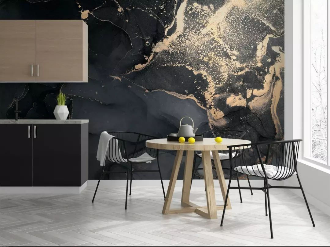 Dark Marble with Gold Faux Wallpaper Mura