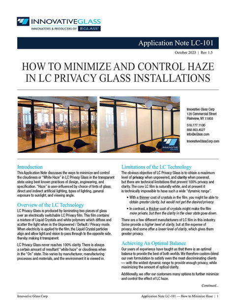 How to minimize haze in LC Privacy eGlass
