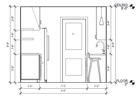 Kitchen cabinet design - technical drawing
