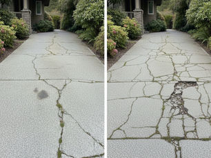 Comparing condition of damaged concrete driveways in Vancouver, Washington