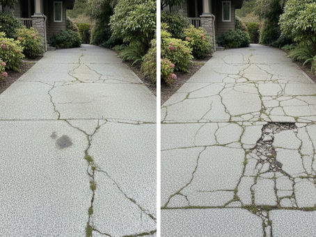 Comparing condition of damaged concrete driveways in Vancouver, Washington