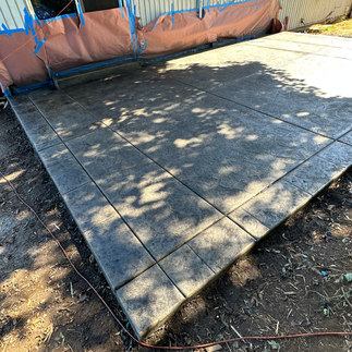 Concrete patio featuring decorative stamped concrete finish - Installed in Vancouver, WA