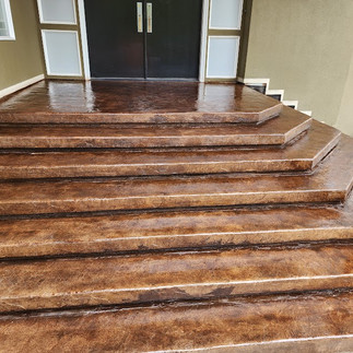 stained concrete stairs - entryway - porch