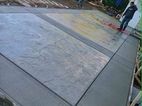 Stained decorative concrete backyard patio - installed near Vancouver Washington