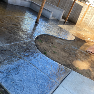 stained and stamped concrete patio - walkway - natural stone look