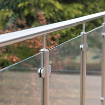 Close up of a post and handrail glass balustrade