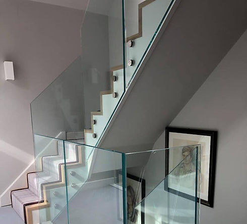 Stand Off Glass Balustrade on a staircase