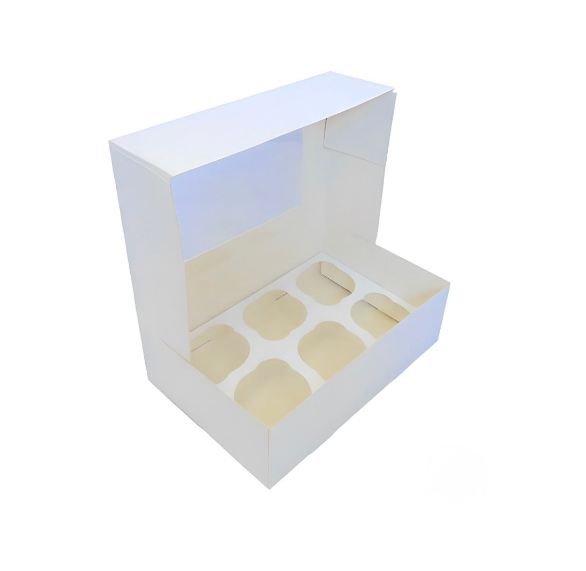 Caja para 6 cupcakes blanca con ventana