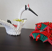 鶴と亀の手作り折り紙