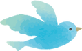 鳥-水色_右向き