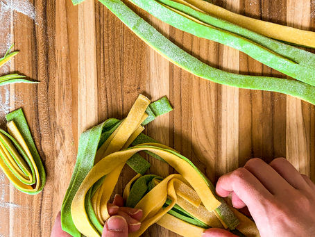 Pea and Mint "Paglia e Fieno" (Straw & Hay Tagliatelle)