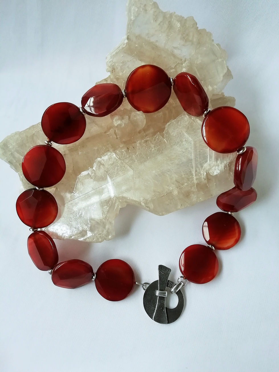 Thumbnail: Textured bone brooch, Carnelian