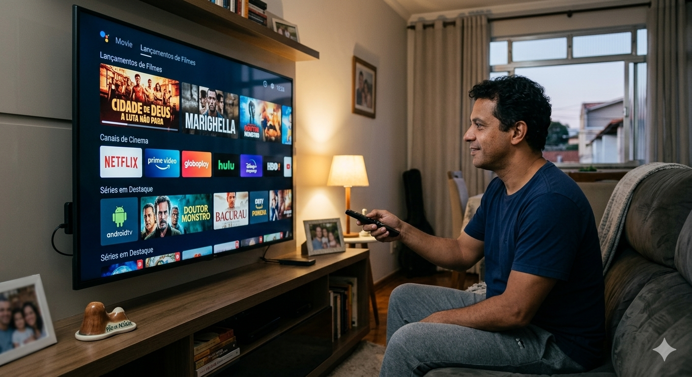 Tv Stick / Smart Tv Android 4k Wi-fi Hdmi Streaming Cor Preto